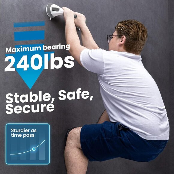 2 Grab Bar Safety Handles 110 Kg Support Capacity Shower Bathtubs Seniors - Picture 2 of 11